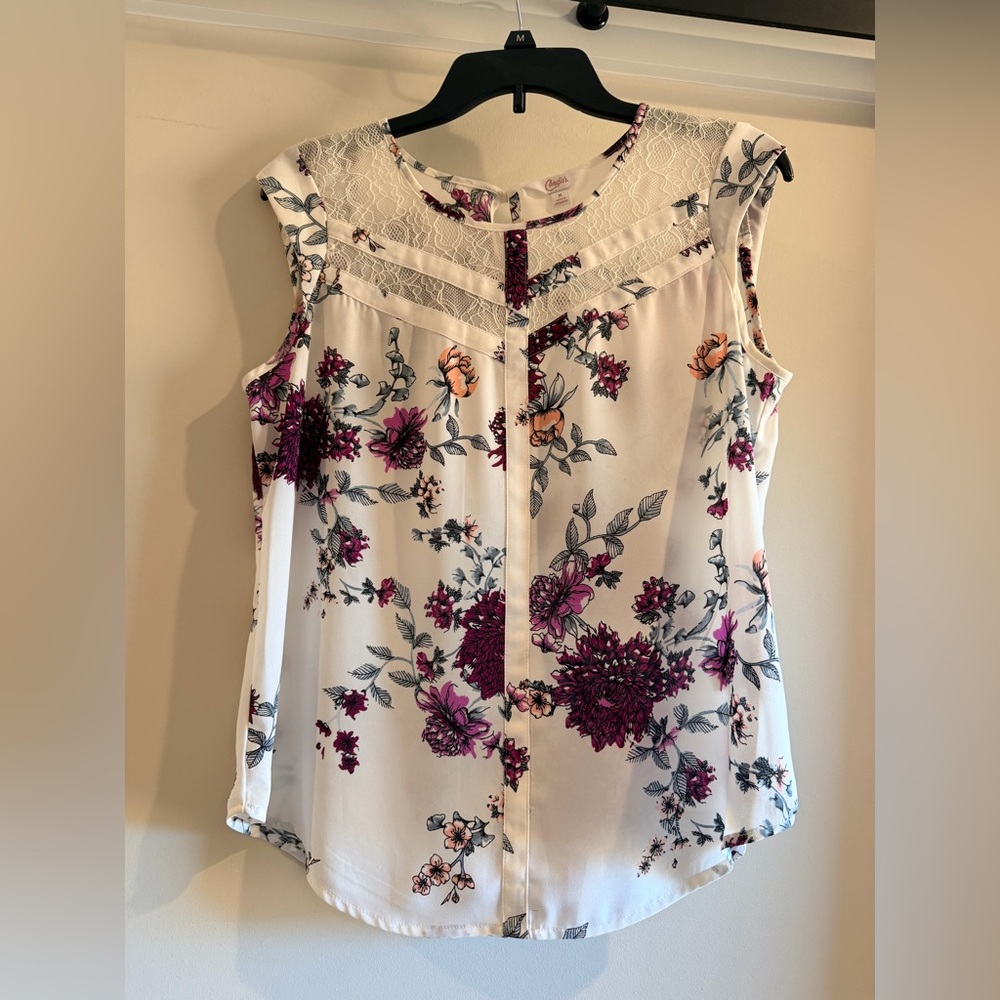 Candie's White and Purple Floral Blouse